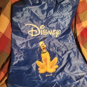 Disney Blue Drawstring Backpack Bag with Pluto Design, Great Used Condition